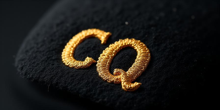 Dettaglio ricamo monogramma su feltro